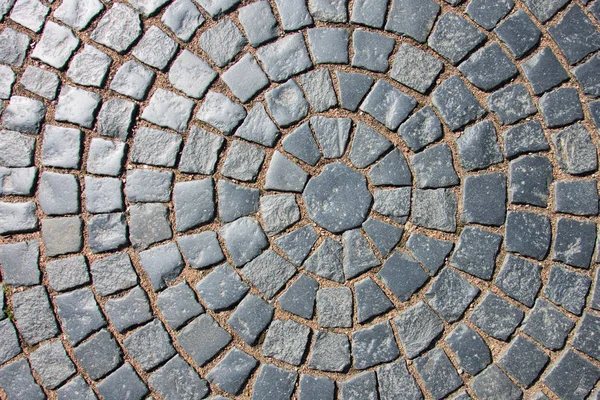 Ancient Pavement Stone Stones Laid Out Form Circumference Radius Texture — Stock Photo, Image