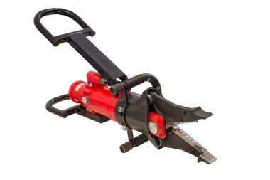 Zorla giriş araçları hidrolik güç kesici ve beyaz arka plan üzerinde izole yayıcı