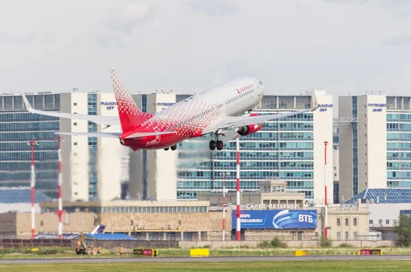 Boeing 737 800 Авиакомпания Россия Аэропорт Пулково Россия Санкт Петербург — стоковое фото