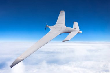 Unmanned military drone high speed flight in the sky clipart