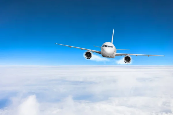 Passenger Airplane Climbing High Flight Level Sky Clouds — Stock Photo ...