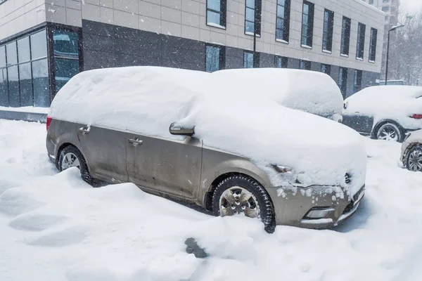 Car Covered Snow Snowstorm Winter — Stock Photo, Image