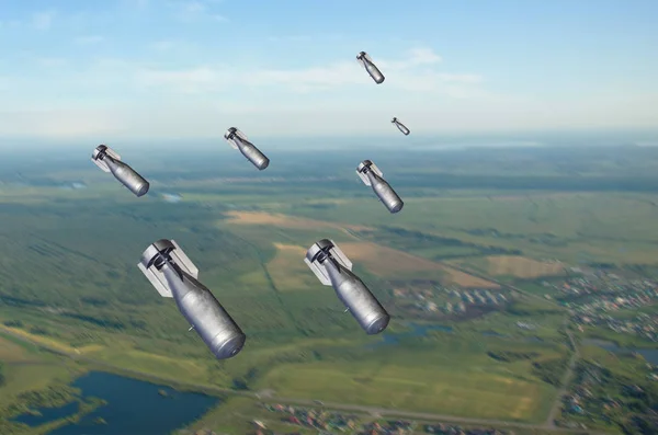 Падіння Бомб Бомби Заряди Від Винищувача Бойових Літаків — стокове фото
