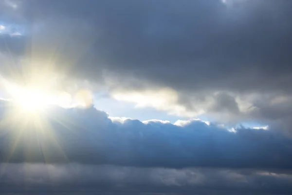 Rays Light Shining Dark Clouds Dramatic Sky Cloud — Stock Photo, Image