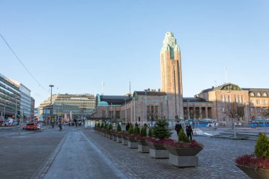 Helsinki Merkez Tren İstasyonu binaların. Finlandiya, Helsinki. 24 Kasım 2018