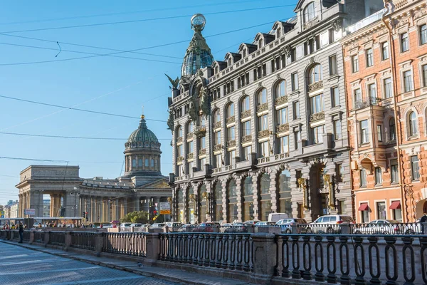 Viale Nevsky Cattedrale Del Salvatore Sul Sangue Accanto Canale Griboyedov — Foto Stock