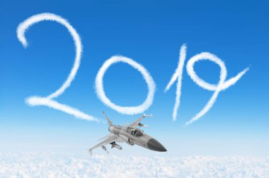 Savaş uçağı akrobasi gökyüzü şekil 2019 mutlu yeni yıl çekti