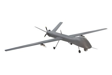 Beyaz arka plan üzerinde izole uçak askeri pilotsuz