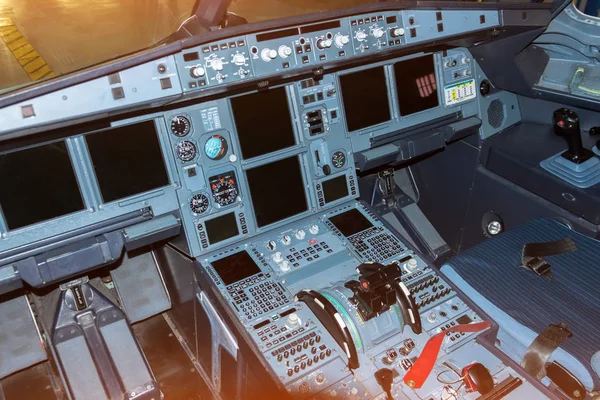 Cockpit Aircraft Cold Dark Pilot View — Stock Photo, Image