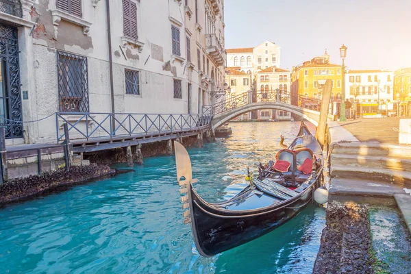 Venecia Canal Tradicional Góndola Hito Arquitectura Antigua — Foto de Stock