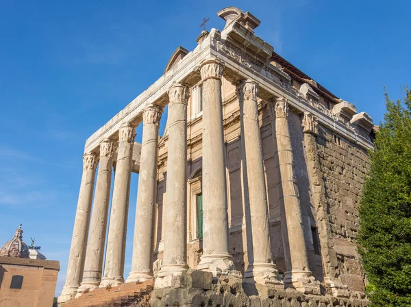 Antoninus Tapınağı Faustina Ile Olan Antik Bir Roma Forum Romanum — Stok fotoğraf