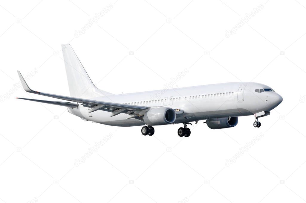 Passenger commercial airplane isolated on white background