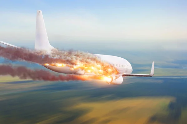 Літак Вибухнув Небі Аварії Концепція Аварійного Завершення — стокове фото