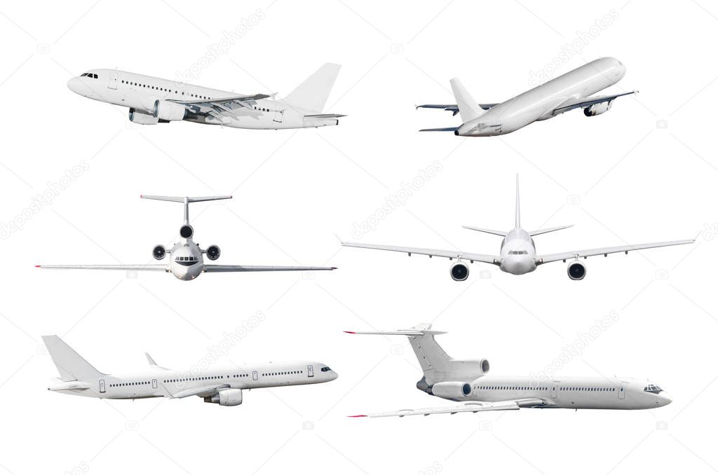 Set of airplane isolated from the white background.