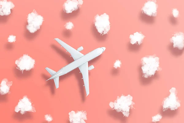 구름과 그림자 개체와 바이트 비행기 디자인 비행기 새로운 여행에 티켓의 — 스톡 사진