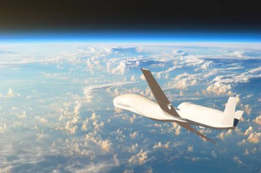 Unmanned aircraft flying in the upper atmosphere, the study of the gas shells of the planet Earth. Elements of this image furnished by NASA. clipart