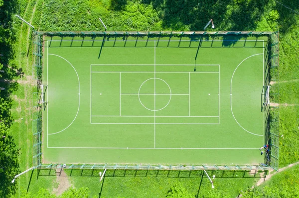 Aerial view from drone of football field. — Stock Photo, Image