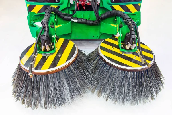 New special machinery brushes for street cleaning, view near.