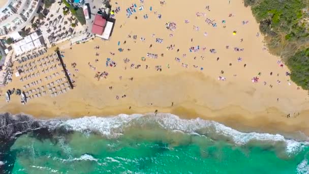 Vzdušný Výhled Pláž Opalovníky Kteří Odpočívají — Stock video