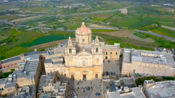 Panorama Lotu Powietrza Widok Góry Miasta Mdina Twierdzy Malcie — Wideo stockowe