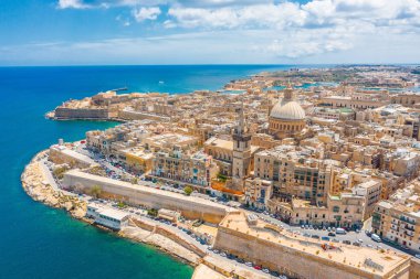 Aerial view of Lady of Mount Carmel church, St.Paul's Cathedral in Valletta city, Malta. clipart