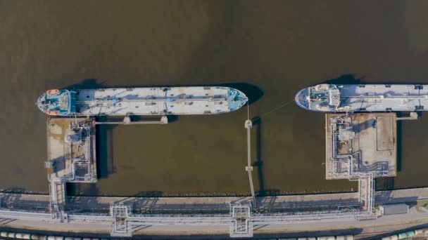 Luchtfoto Haven Met Spoorweginfrastructuur Voor Levering Van Bulklading Zee Het — Stockvideo