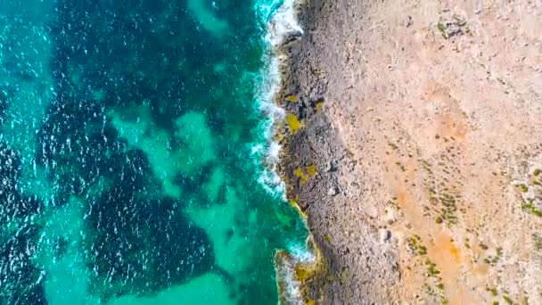 Sea Coast Island Aerial View Top — Stock Video