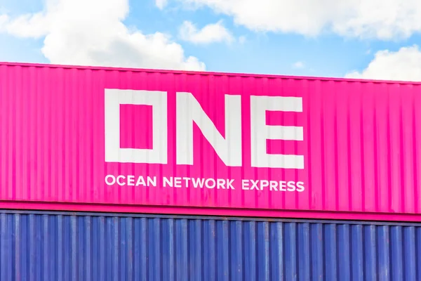 Ocean Network Express One Container Розміщений Terminal Depot Росія Санкт — стокове фото