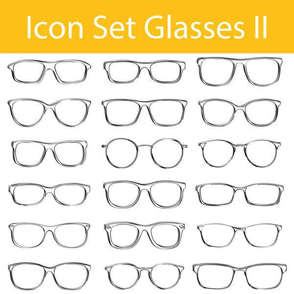 Drawn Doodle Lined Icon Set Glasses Con Iconos Para Uso — Archivo Imágenes Vectoriales