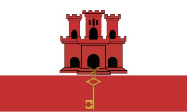 Detaylı çizim ulusal bayrak Gibraltar