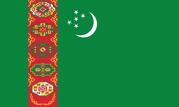 Detaljerad Illustration Flagga Turkmenistan — Stock vektor