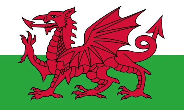 Gedetailleerde Illustratie Nationale Vlag Wales — Stockvector