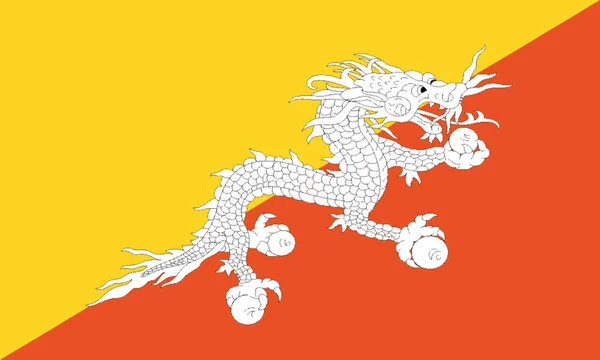 Detaljerad Illustration Flagga Bhutan — Stock vektor
