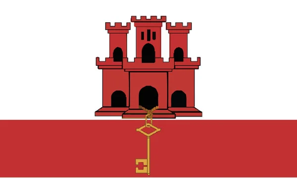 Gedetailleerde Illustratie Nationale Vlag Gibraltar — Stockvector