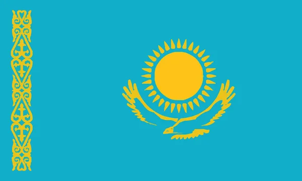 Detaljerad Illustration Flagga Kazakstan — Stock vektor