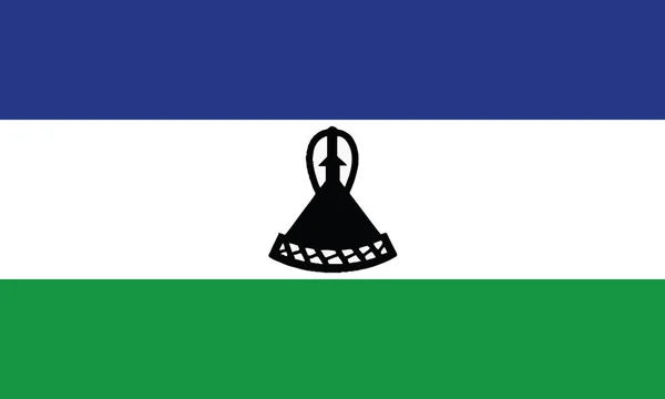 Gedetailleerde Illustratie Nationale Vlag Lesotho — Stockvector