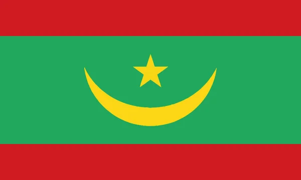 Ilustración Detallada Bandera Nacional Mauritania — Vector de stock