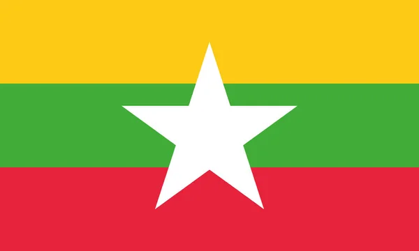 Myanmar Státní Vlajka Podrobné Ilustrace — Stockový vektor
