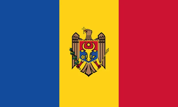 Detaillierte Abbildung Nationalflagge Republik Moldau — Stockvektor