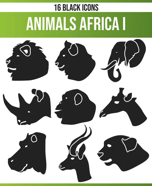 Black Piktoramme Ícones Sobre Animais Africanos Este Conjunto Ícones Perfeito —  Vetores de Stock