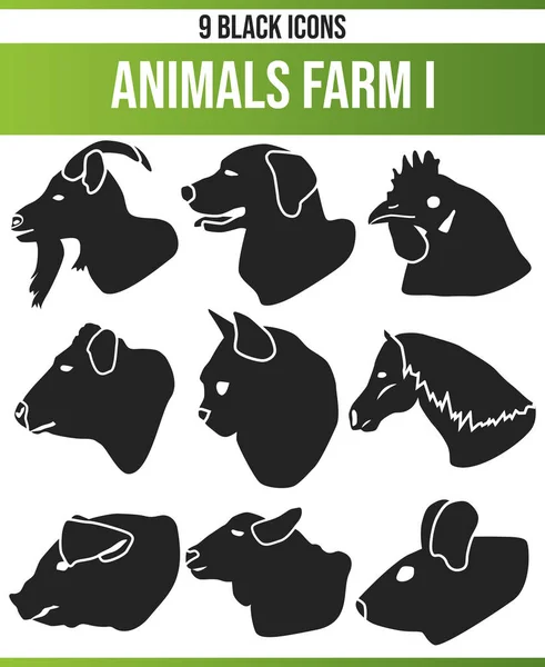 Fekete Piktoramme Ikonok Farm Állatok Ikon Tökéletes Kreatív Embereket Tervezők — Stock Vector