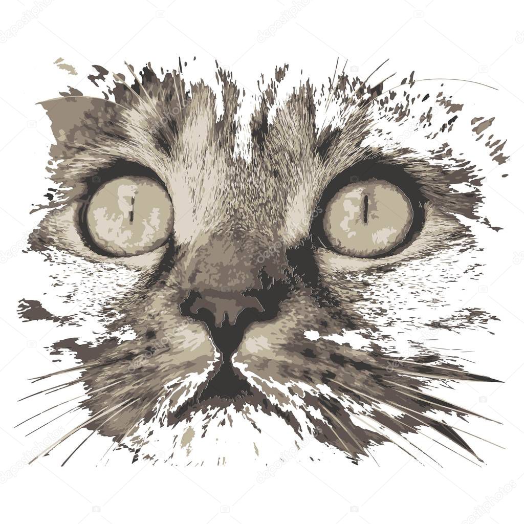 Creative drawing cat. Art inspires people. This drawing of a cat is a great design for the graphic design. Artistically inspired the illustration
