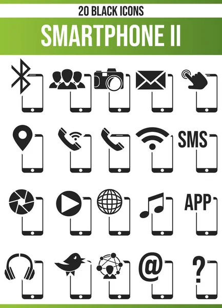 Schwarze Piktogramme Symbole Auf Dem Smartphone Dieses Icon Set Ist — Stockvektor