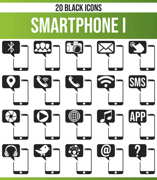 Schwarze Piktogramme Symbole Auf Dem Smartphone Dieses Icon Set Ist — Stockvektor