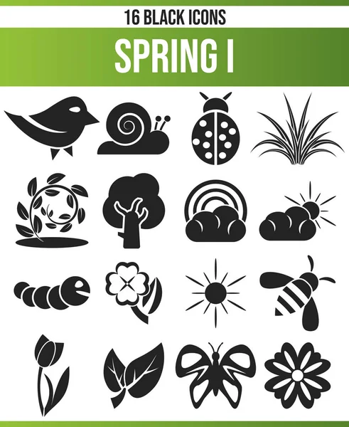 Black Pictograms Icons Topic Spring Icon Set Perfect Creative People — Stock Vector