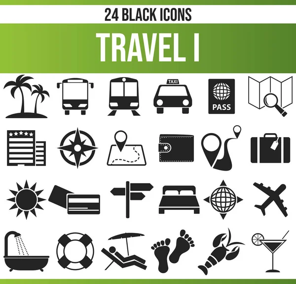 Schwarze Piktogramme Symbole Urlaub Dieses Icon Set Ist Perfekt Für — Stockvektor