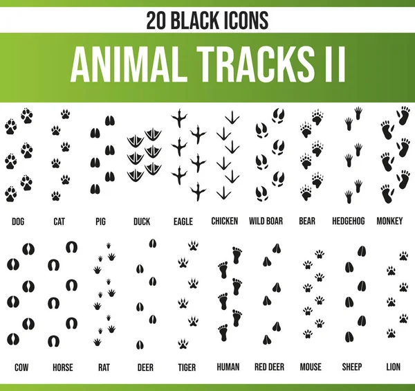 Fekete Piktoramme Ikonok Állatok Nyomai Ikon Tökéletes Kreatív Embereket Tervezők — Stock Vector