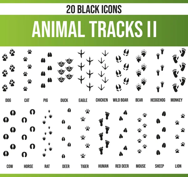 Piktoramme Noir Icônes Sur Des Traces Animaux Cet Ensemble Icônes — Image vectorielle