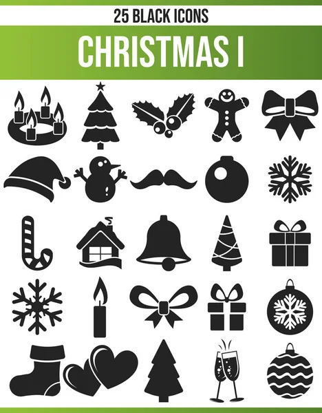 Pictogramas Iconos Negros Navidad Este Conjunto Iconos Perfecto Para Personas — Vector de stock