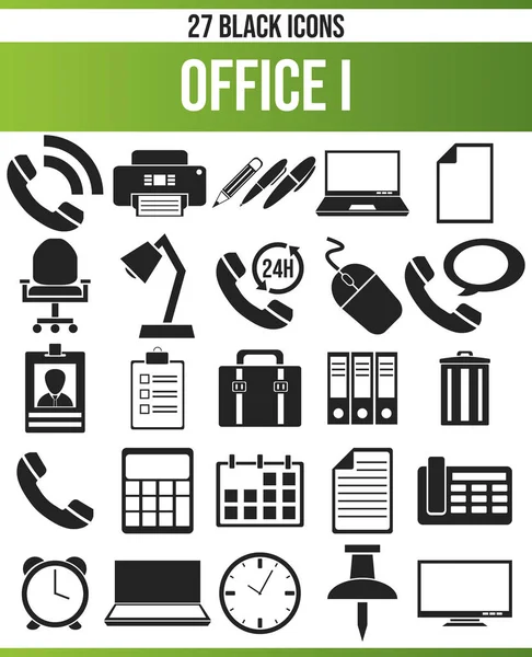 Schwarze Piktogramme Symbole Für Das Büro Dieses Icon Set Ist — Stockvektor